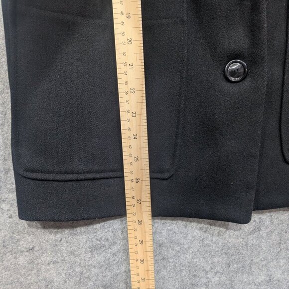 Wool Black Blazer Padded Shoulders Button Down Patch Pocket - Picture 7 of 7